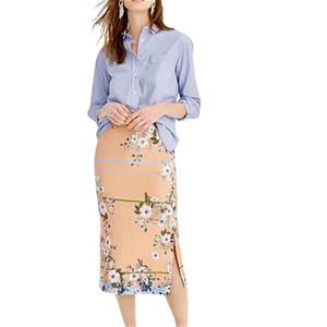 J.CREW Slip Midi Skirt Melon Grid Floral Pink White Viscose Slit L7538 New NWT 2